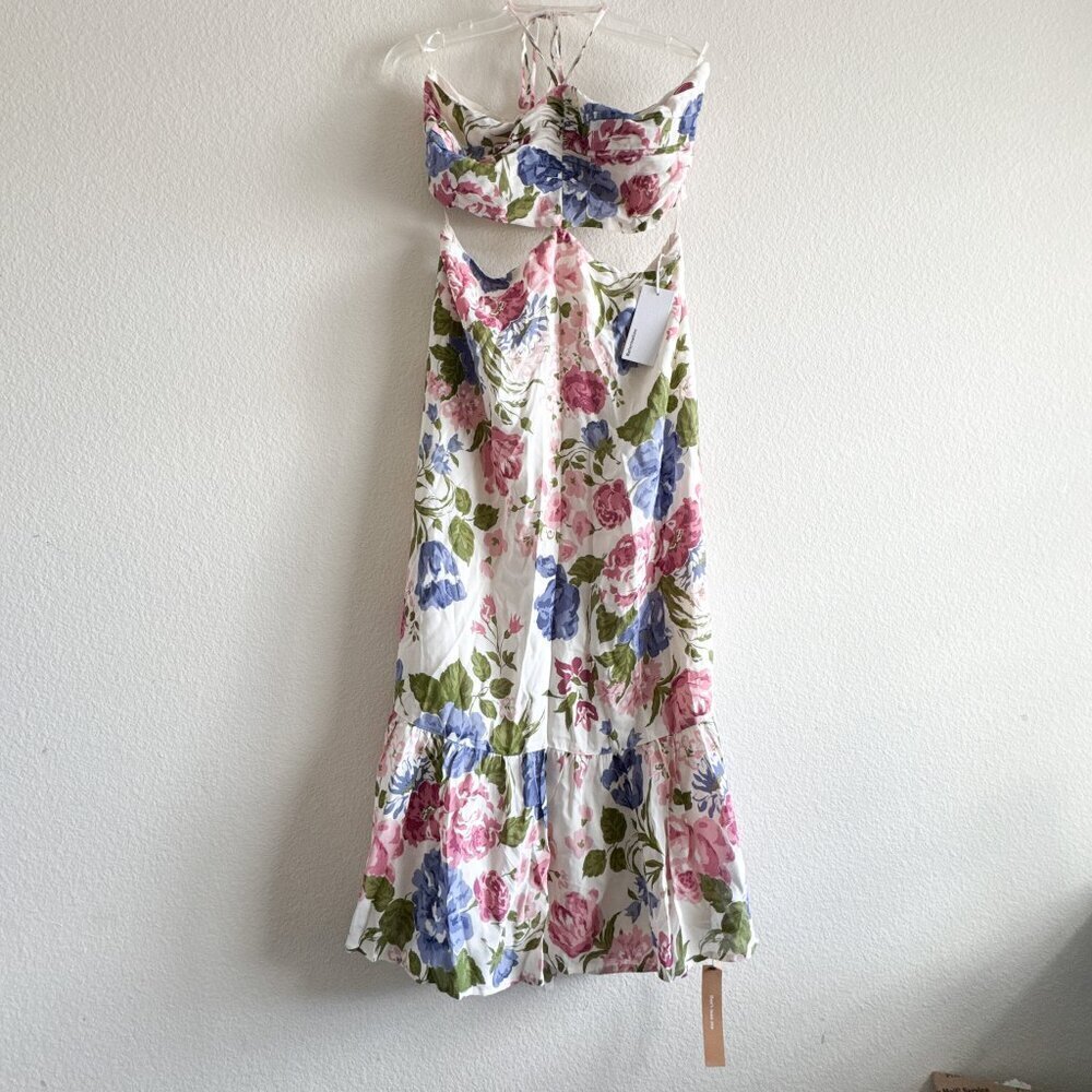 Reformation Riya Floral Halter Cutout Midi Dress NWT 10 - Picture 2 of 11